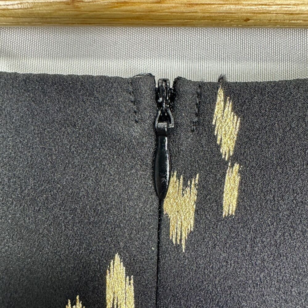 Everly Spaghetti Dress Black and Gold Size Large Racerback Knee Length Flare - Picture 14 of 16